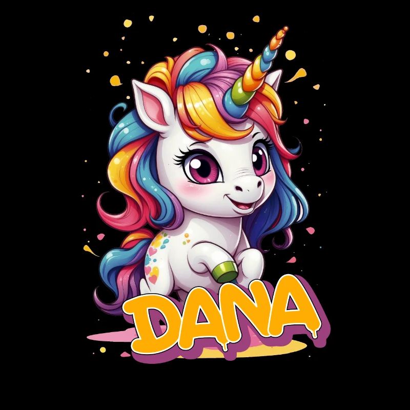 DANA - Schöner Mädchen Name mit süßem Einhorn