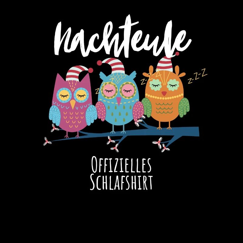 Nachteule Schlaf Pyjama Schlafanzug Nachthemd
