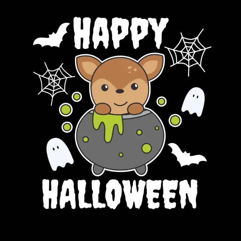 Cerf Joyeux Halloween Bâton de Chaudron de Sorcière