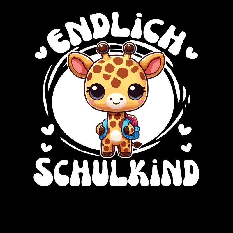 Endlich Schulkind süßer Giraffe zur Einschulung