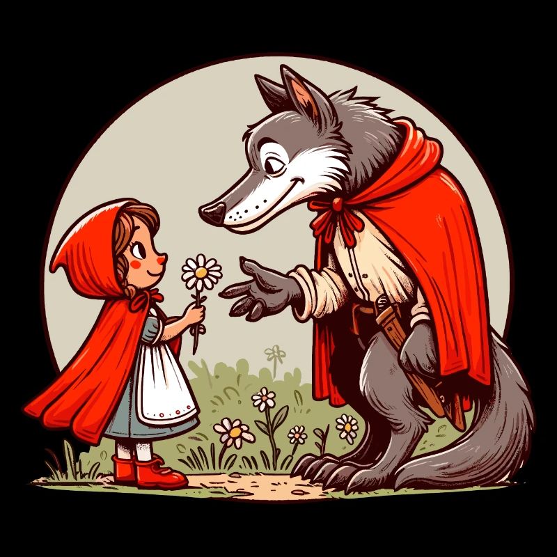 Rotkäppchen Märchen Wolf Niedlich Märchenfigur