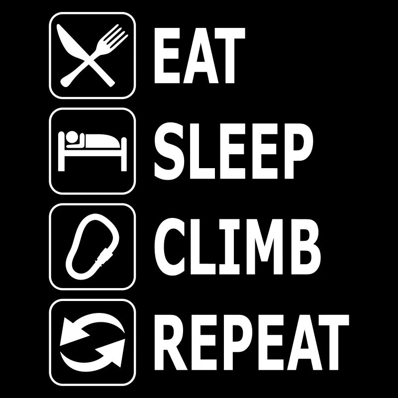 manger dormir monter, répéter, grimpeur, escalade