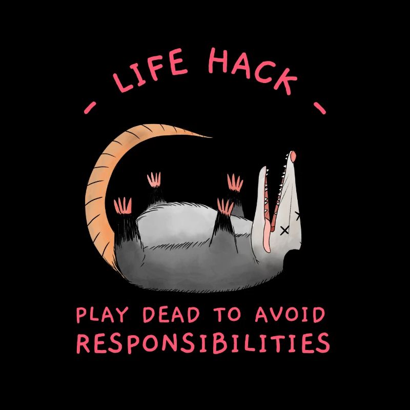 Play Dead To Avoid Responsibilities, Funny Opossum