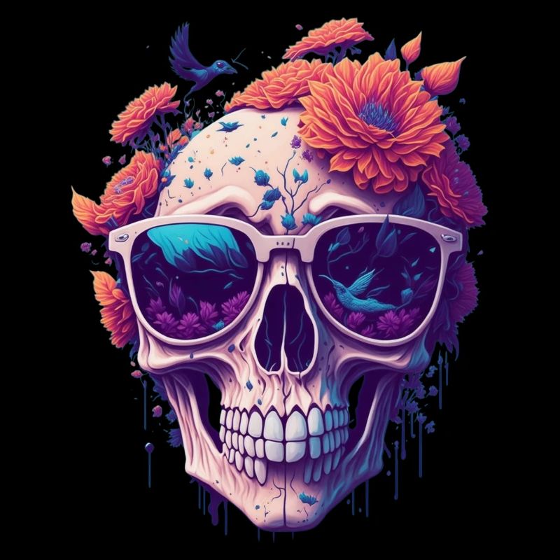 Totenkopf mit Blumen