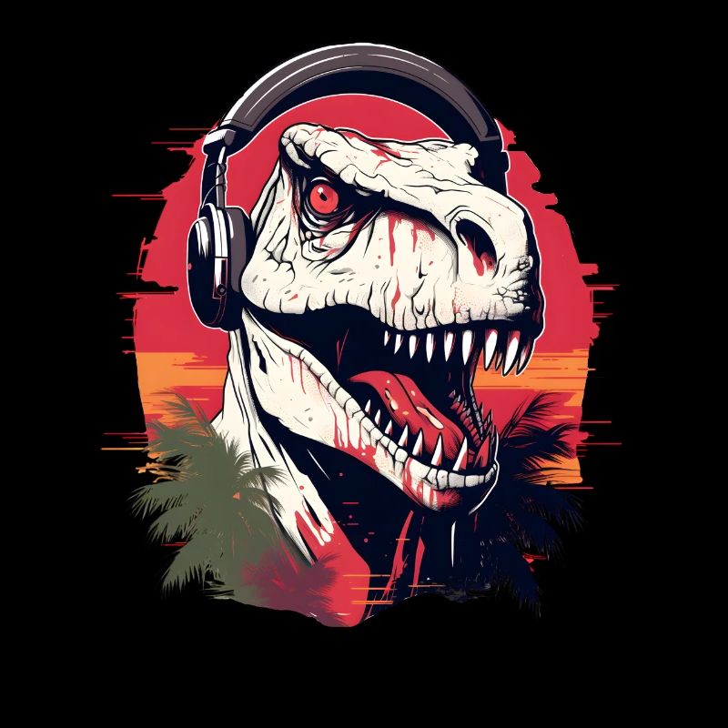 Dinosaurier mit Kopfhörer
