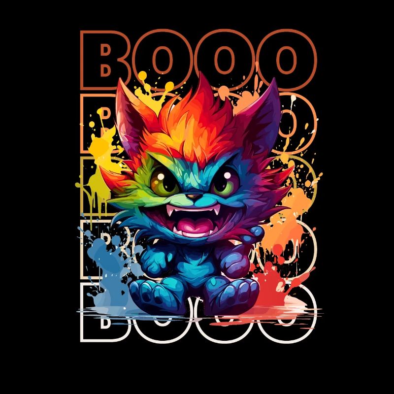 Chibi Roar & Booo! Whimsical Wolfman Tee!