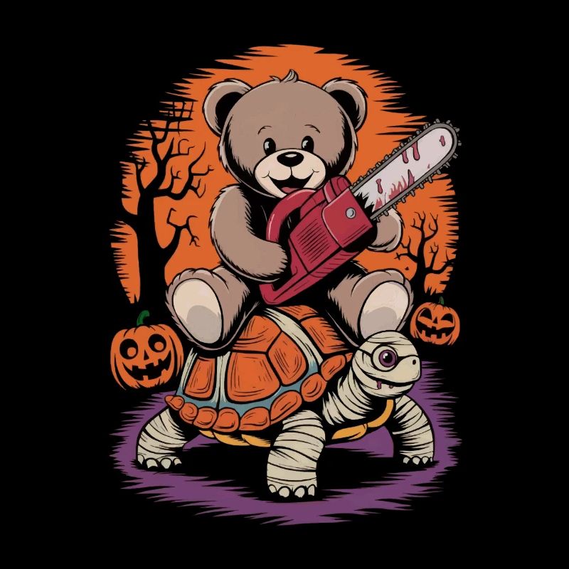 Halloween Teddy Bear Turtle Chainsaw