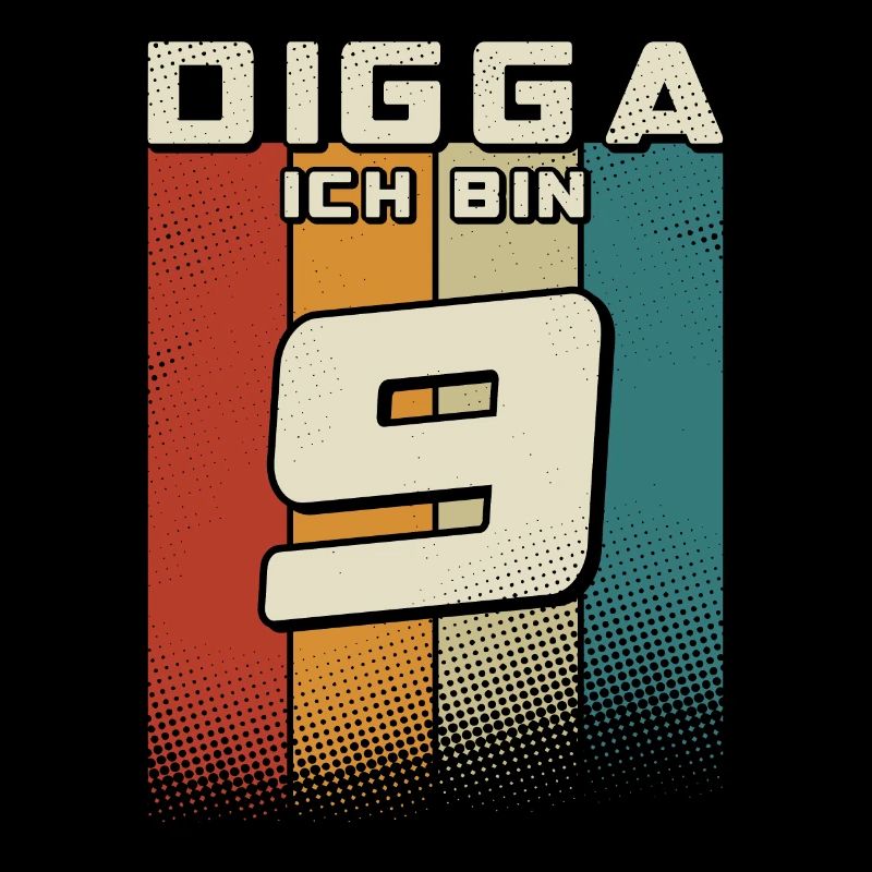 Digga ich bin 9 Jahre Junge 9. Geburtstag Retro