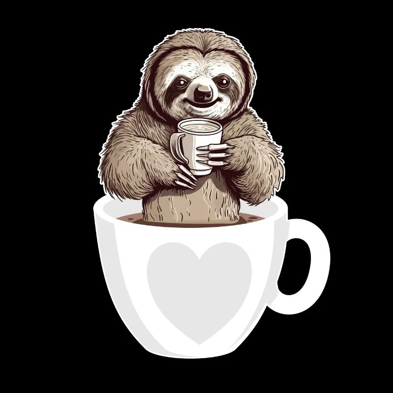 Kaffee Süßes Faultier in einer Kaffeetasse Kaffee trinken