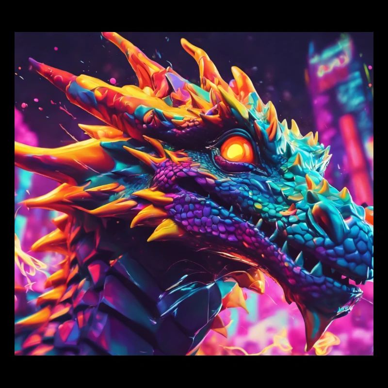 Techno multicoloured dragon head