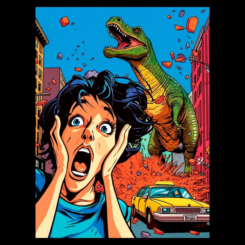 Dinosaurier-Angriffs-Karikatur