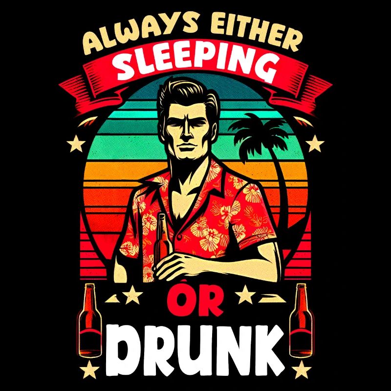 Always Sleeping or Drunk Funny Vintage Vibes