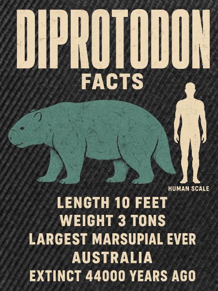 Diprotodon Fakten Eiszeit Größenvergleich Tafel
