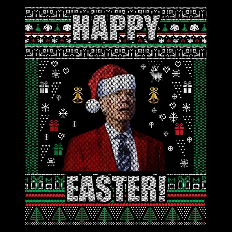 Drôle Biden Pull de Noël moche Joyeuses Pâques
