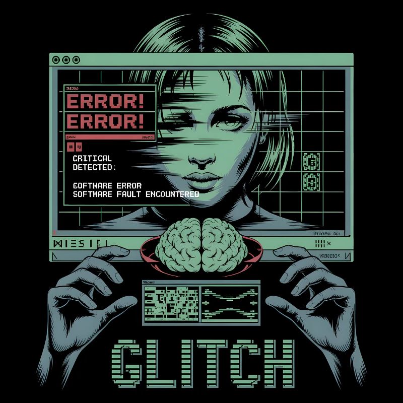 Error Glitch - Futuristisches Grafik T-Shirt