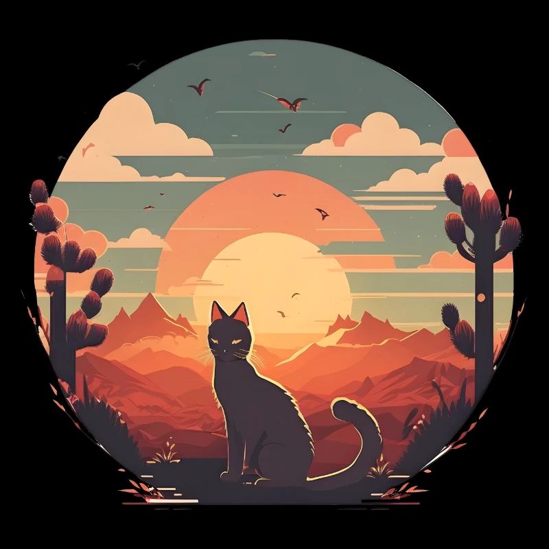 cat watching the sunset