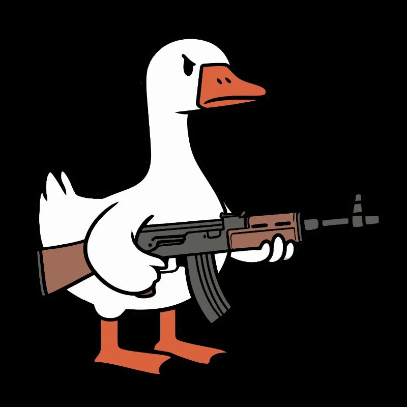 White Evil Goose Duck Duck Bird Gun Violence