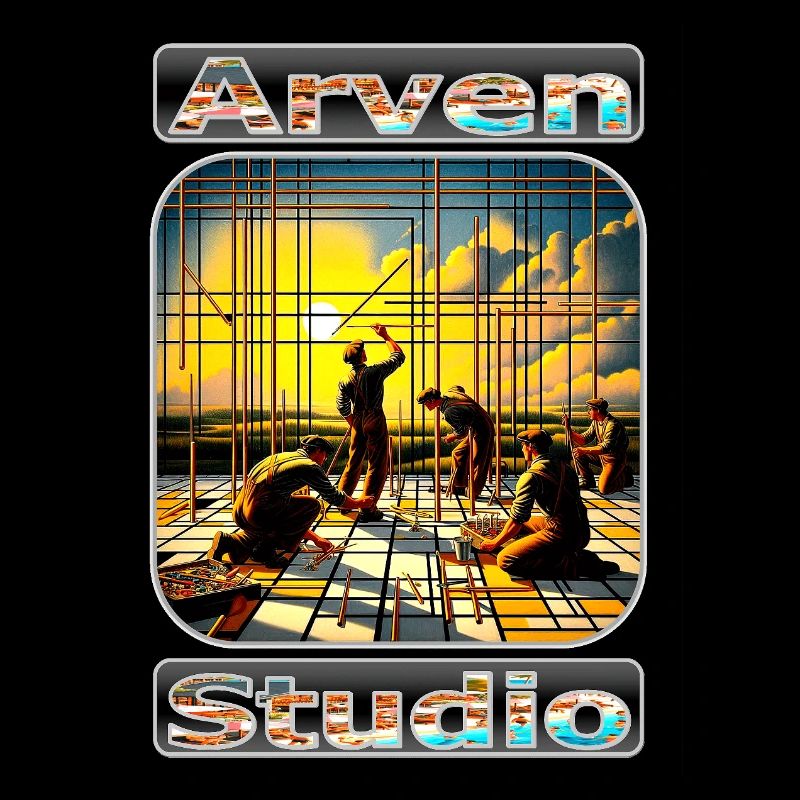 Constructeurs au coucher du soleil – Arven Studio Artwork