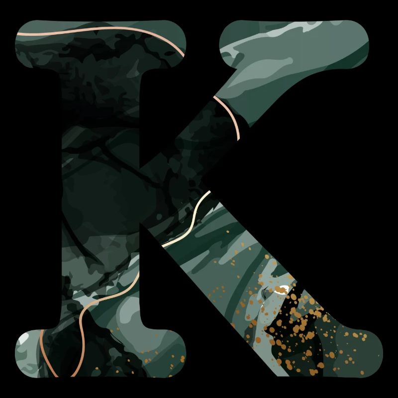 Green Marbled Letter K