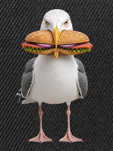 Silbermoewe-mit-Fischbroetchen Möwe