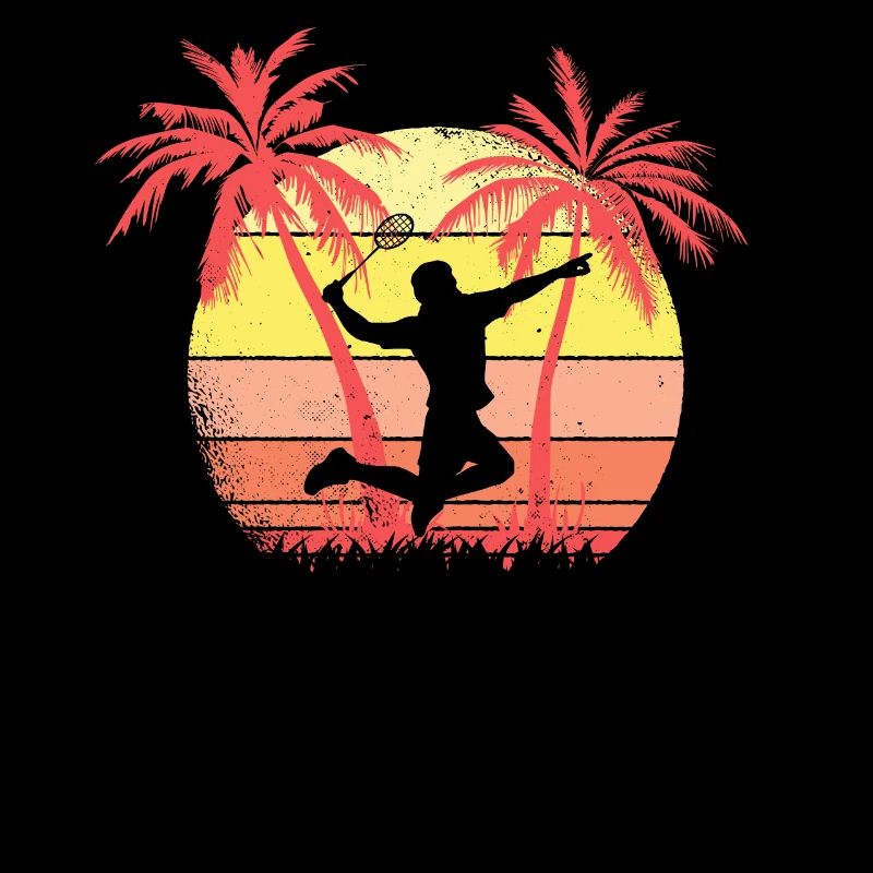 Badminton Smash Player Sommer Sunset 80s Palm Palm