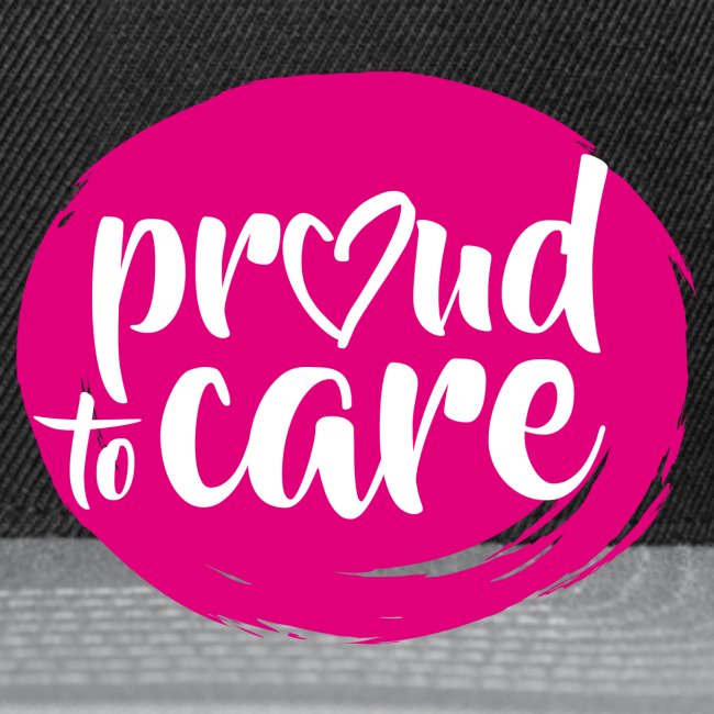 Für stolze Pflegeprofis: proud to care - Logo rund