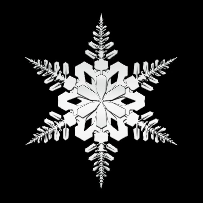 Flocon de neige, snowflake argent blanc en 3D