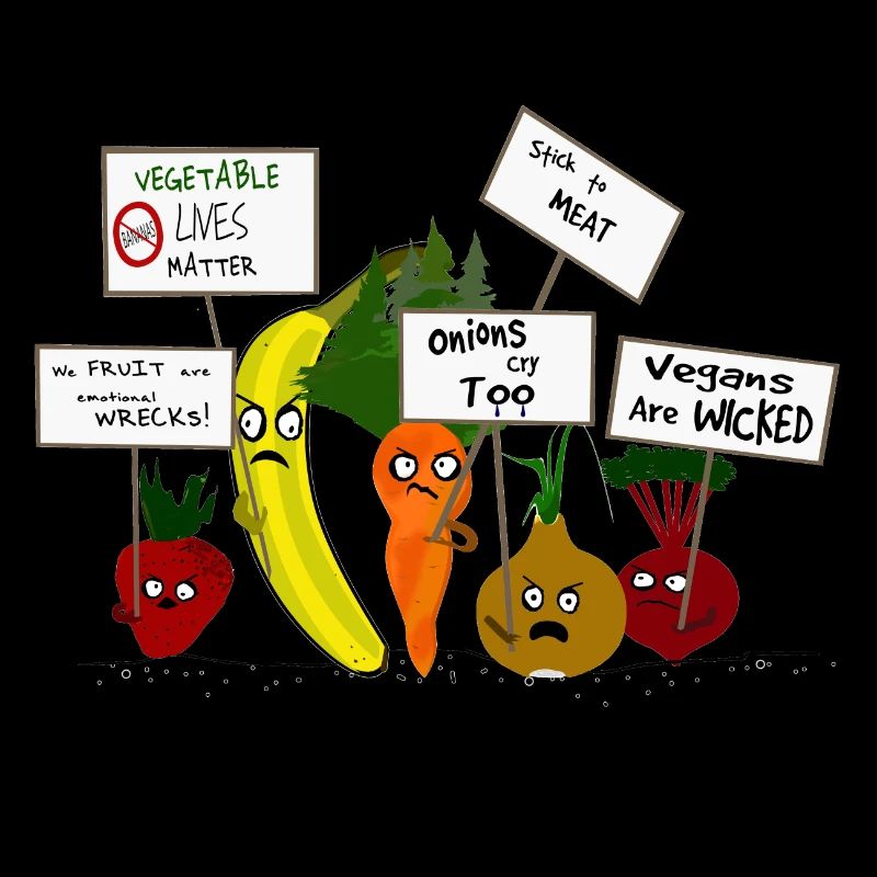 Vegetables and Fruit Protesting Vegans