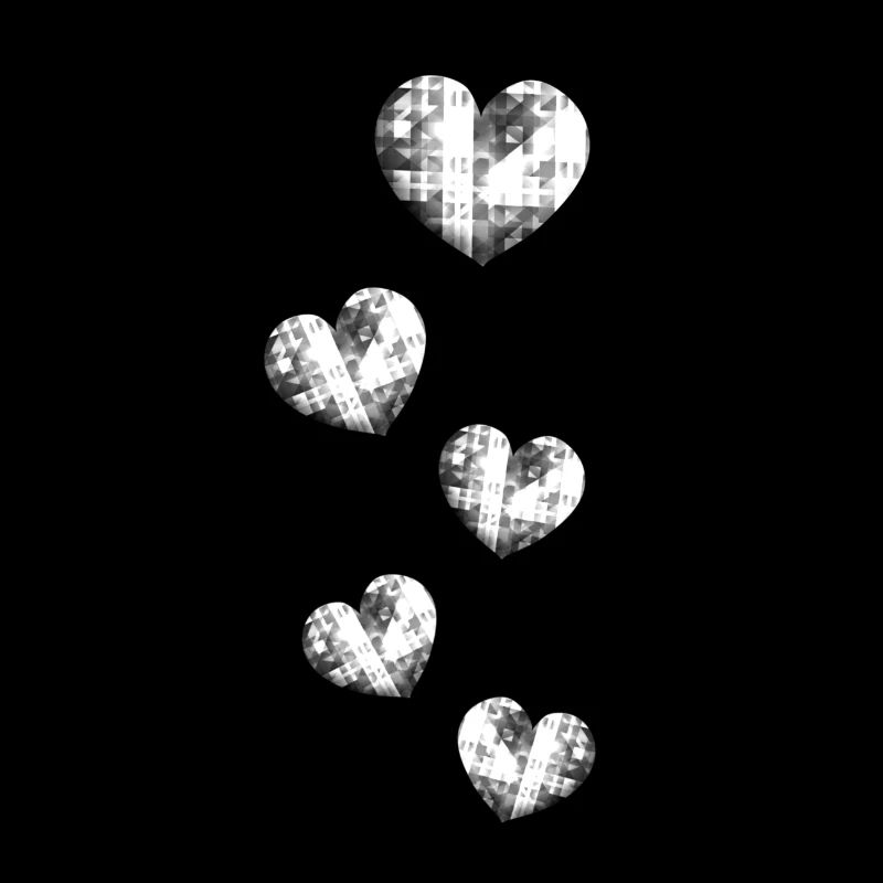 five grey hearts pattern