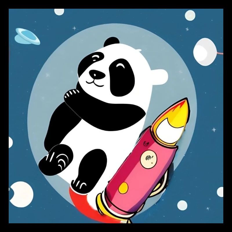 Panda space with rocket