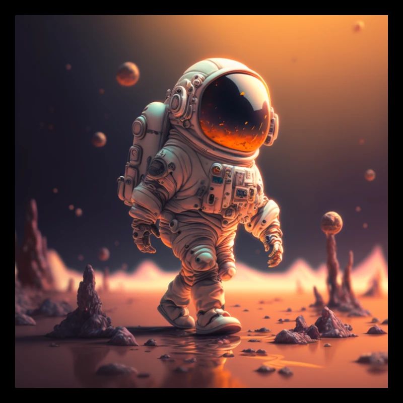 astronaut walking in hell