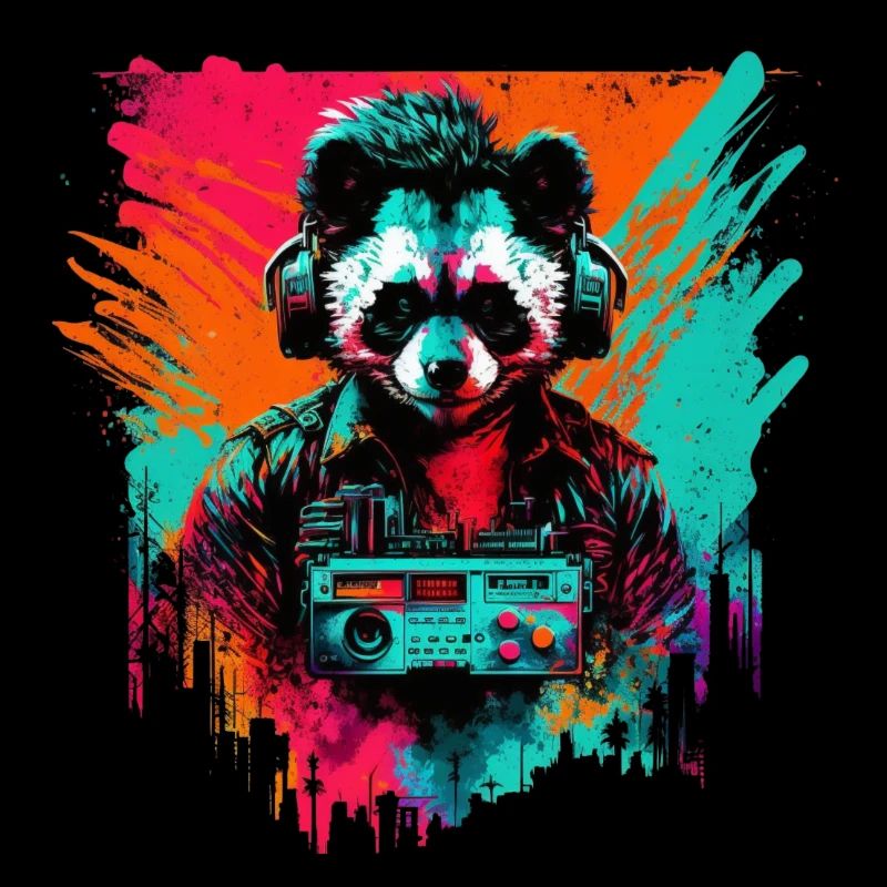 Synthpanda Panda futuristischen Synthwave-Stil
