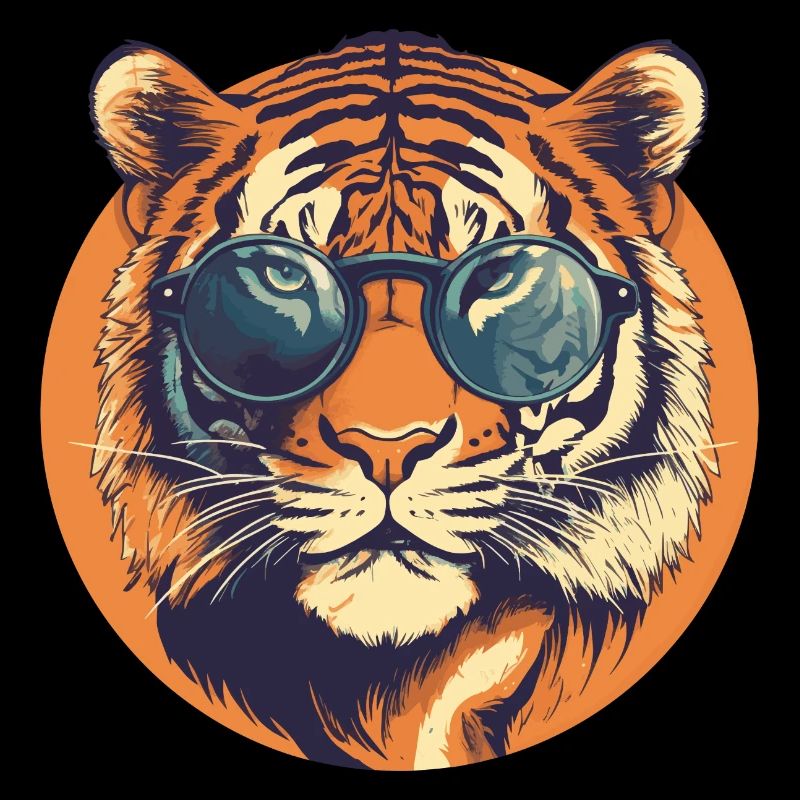 Tiger with sunglasses, cat, predator