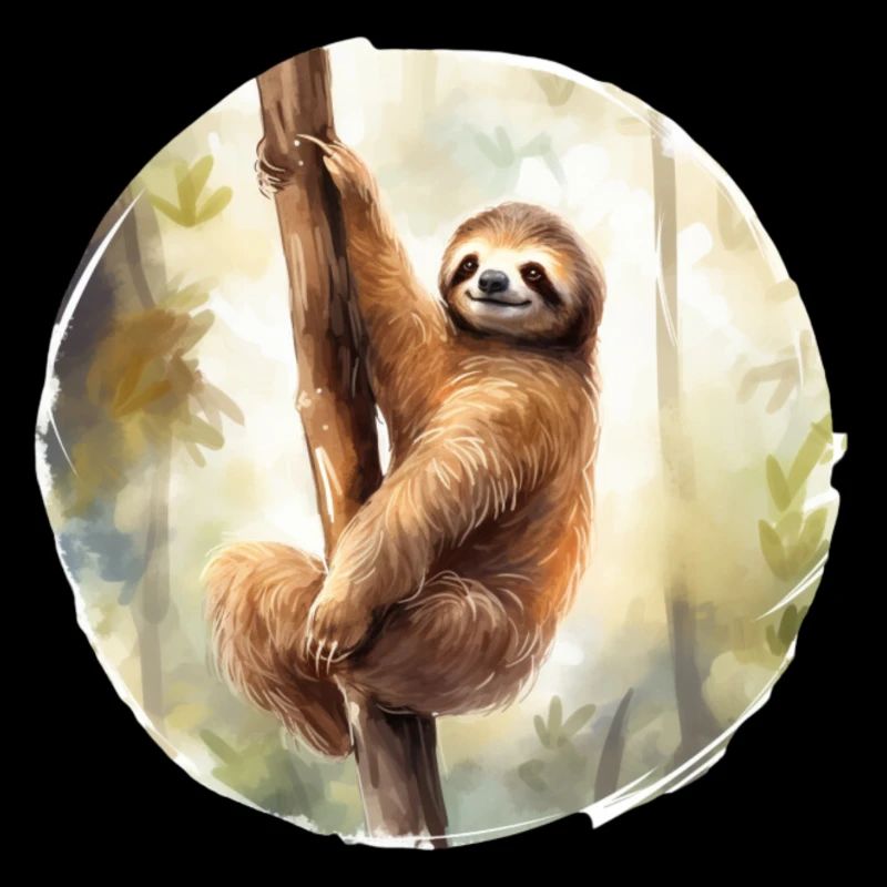 Faultier Pole Dance Wasserfarbe