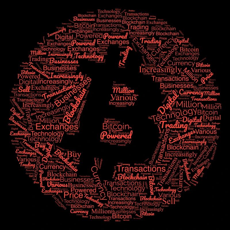 Bitcoin Graphic Tee with Words Pattern design