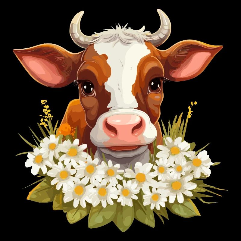 Vache avec des fleurs