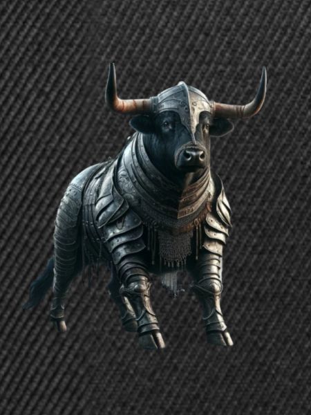 Stier mit Rüstung
