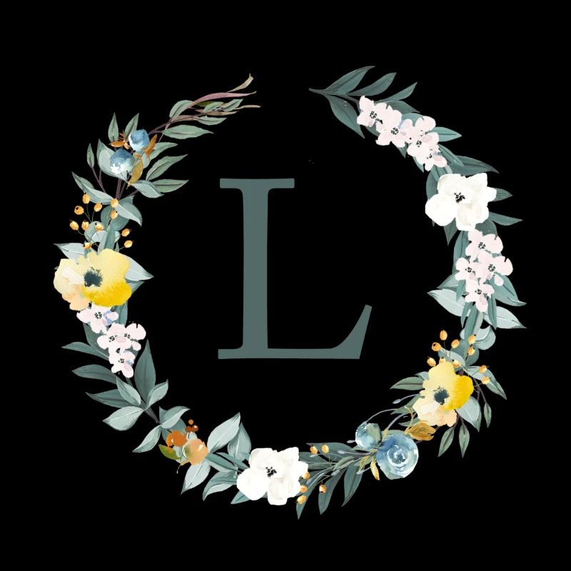 Customizable Monogram L Flowers Circle Spring