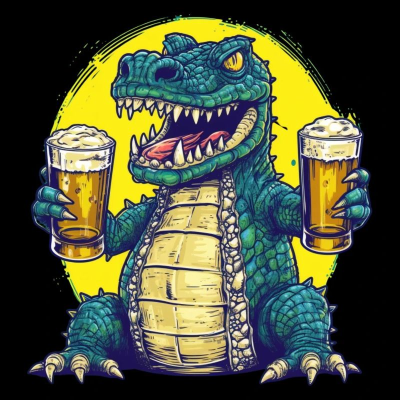 Cool crocodile with beer