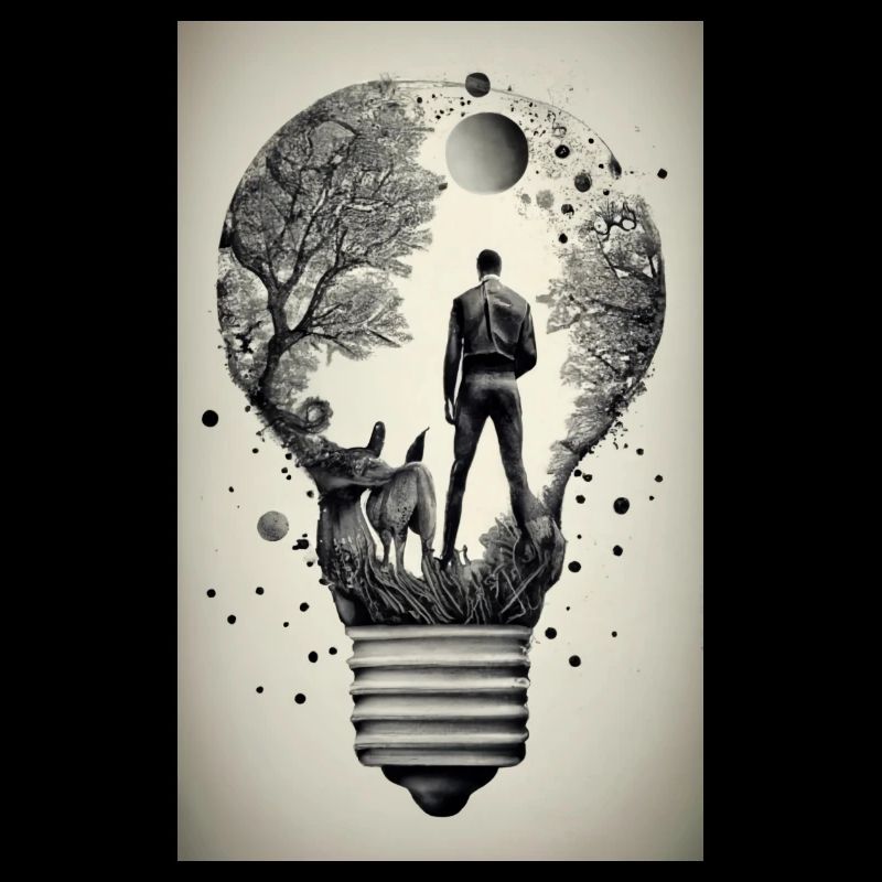 man inside a light bulb