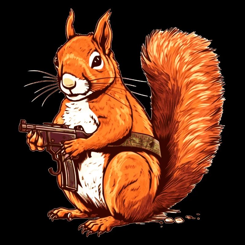 Wehrhaftes Eichhörnchen bewaffnet als Actionheld