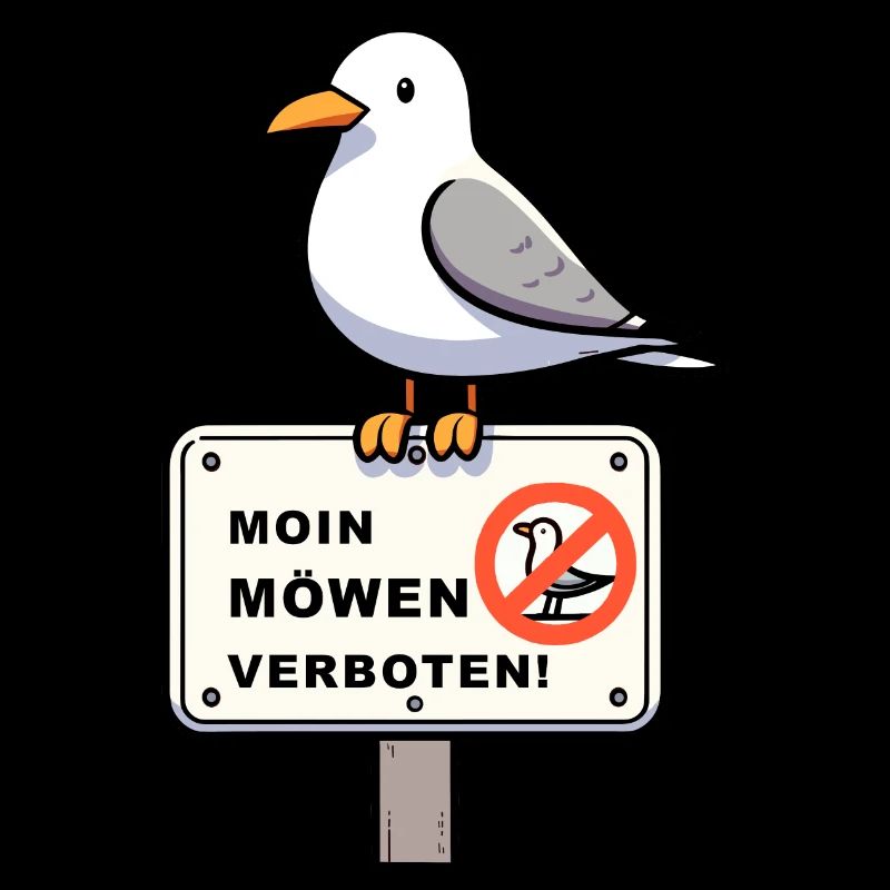 Freche Möwe auf Möwen Verbotsschild Schild Zeichen