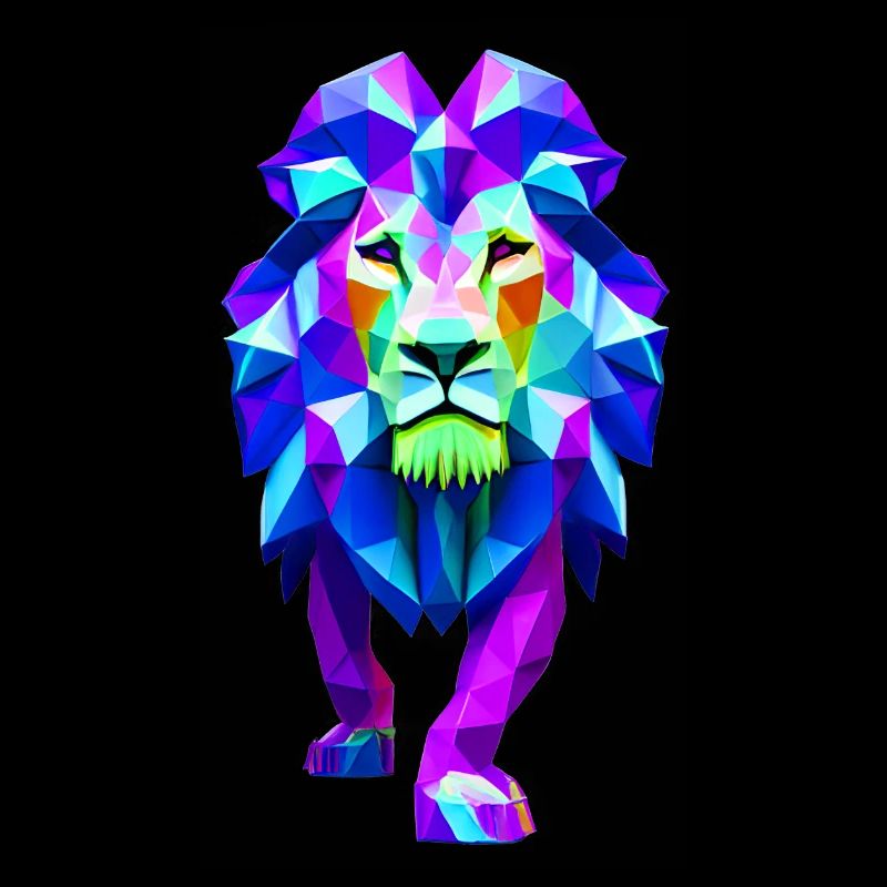 Blue polygonal lion