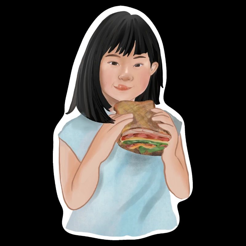 Aranja eats sandwich