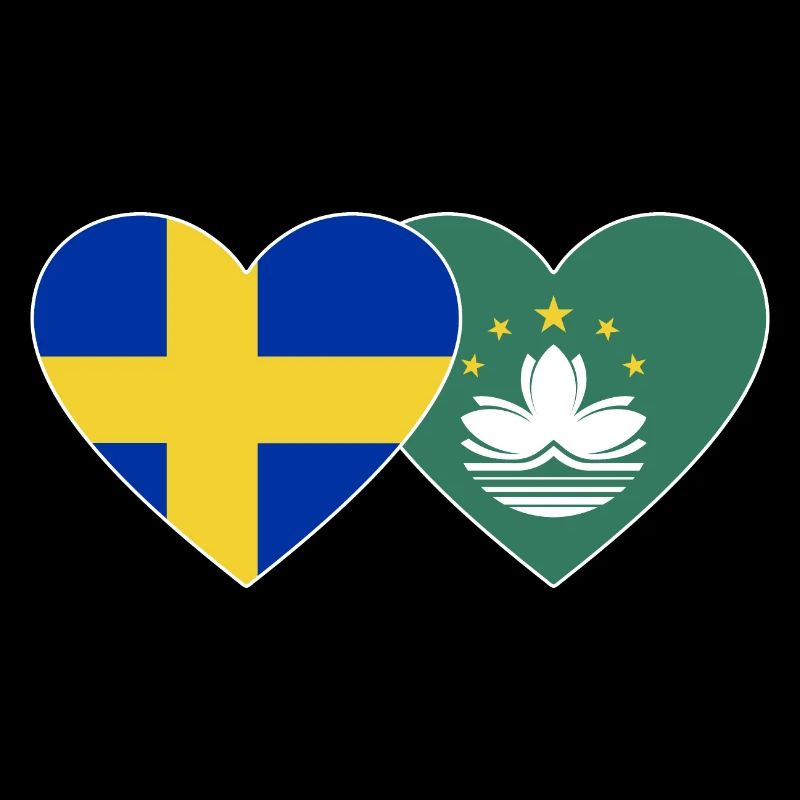 Suède Cœur de drapeau de Macao