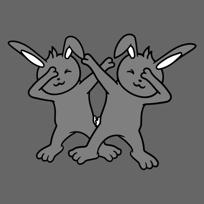 2 Hasen Dabbing Dab Dance Pose Tanzen Party Feiern