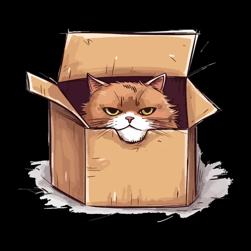 Cat grumpy grumpy grumpy sits in the box