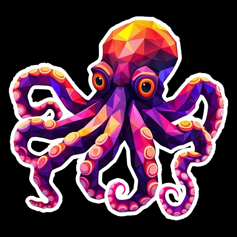 Release the Kraken! Colourful Poly Octopus