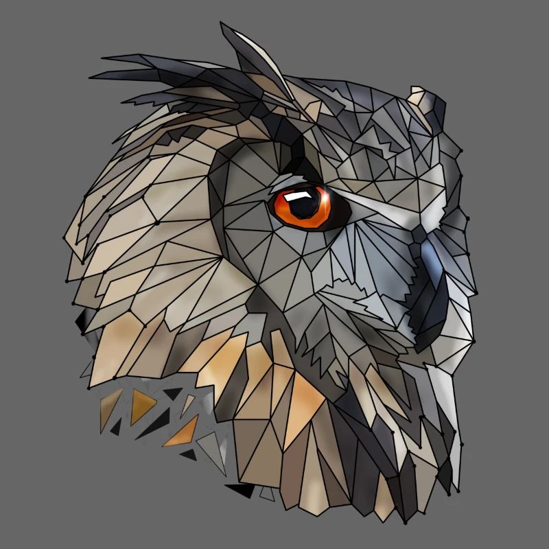 Coole Low Poly Eule | Geometrisch | Dreiecke
