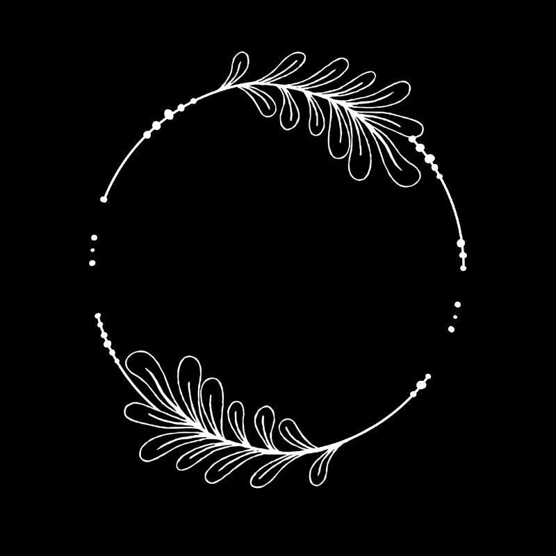 Cadre circulaire blanc avec feuilles